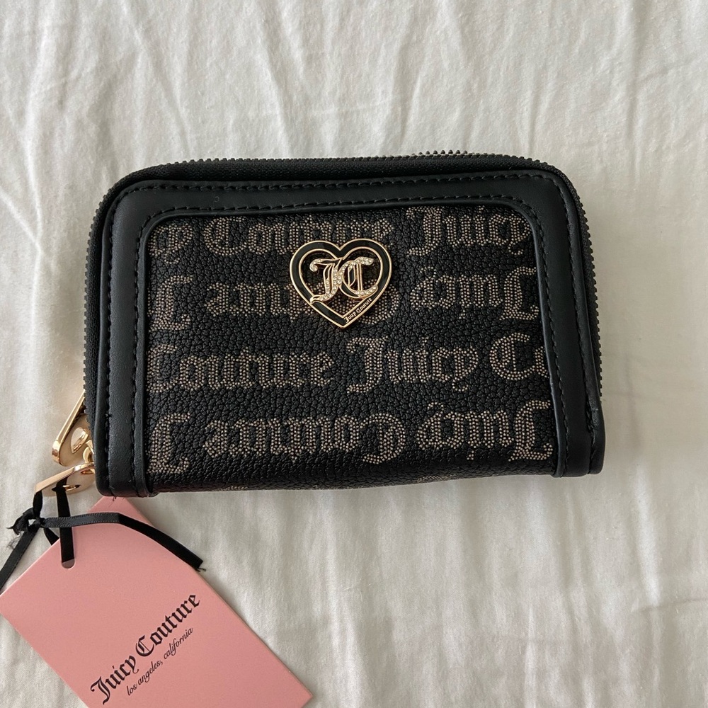Juicy Couture black and gold wallet with heart charm